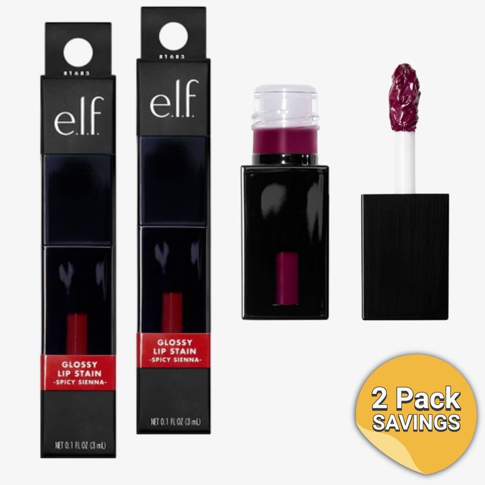 2 Pack - e.l.f. Cosmetics Glossy Lip Stain, Spicy Sienna
